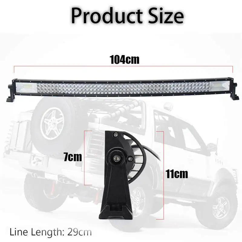 

42 Inch 1080W 3-Row 7D Flood+Spot Combo LED Work Light Bar IP68 Waterproof Curved Lamp 108000LM Car Boat Truck Offroad DC10-30V