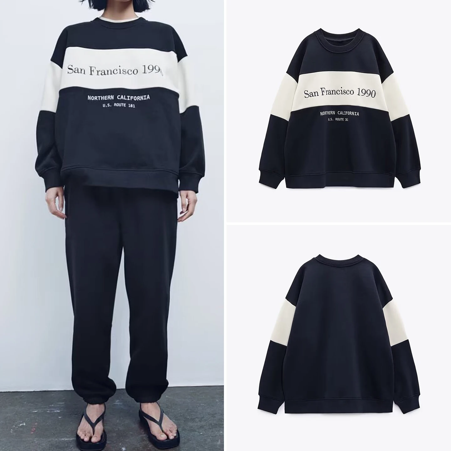 

Новая модная женская толстовка Z 2025 с вышивкой, свободного кроя, с длинным рукавом, круглым вырезом, для повседневной носки, удобная