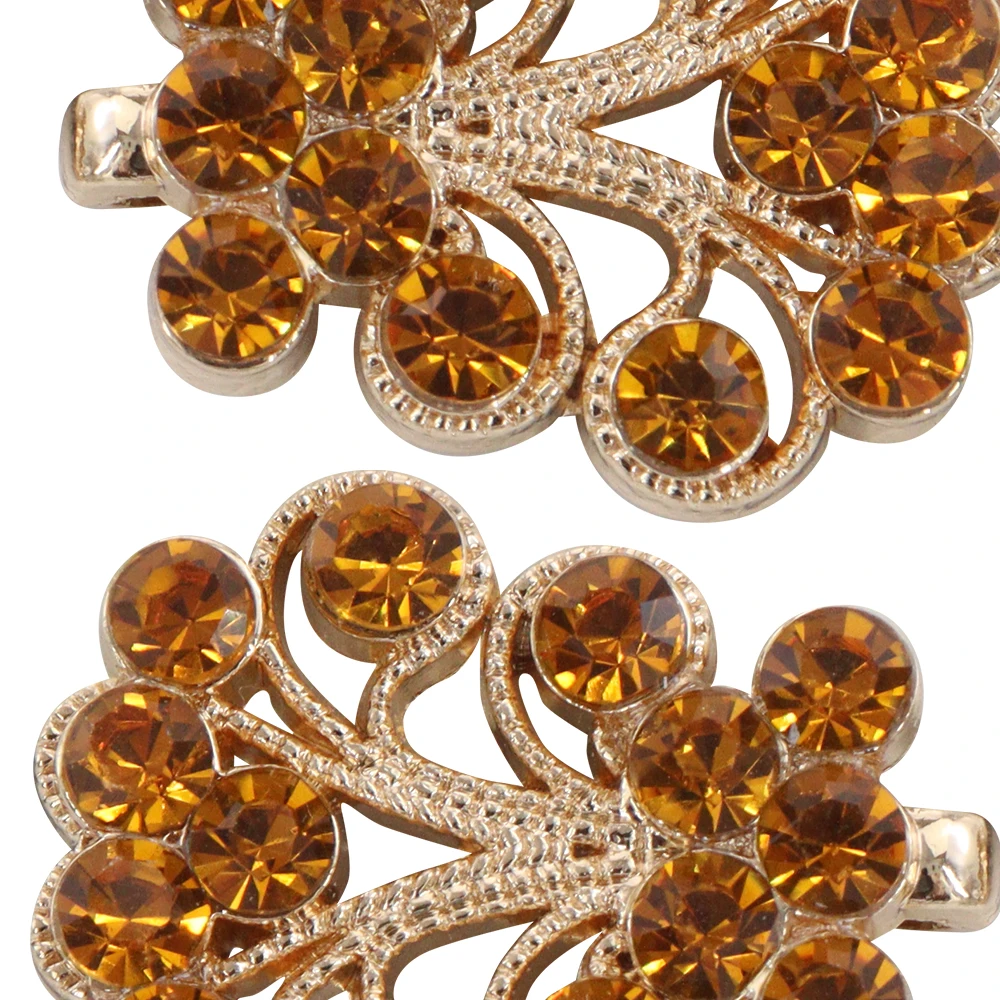 5set Crafts Closure Clasps Button Brown Crystal Gold Tone Metal Hook Eyes Clasp Garment Coat Fastener Sewing Supplies NK316