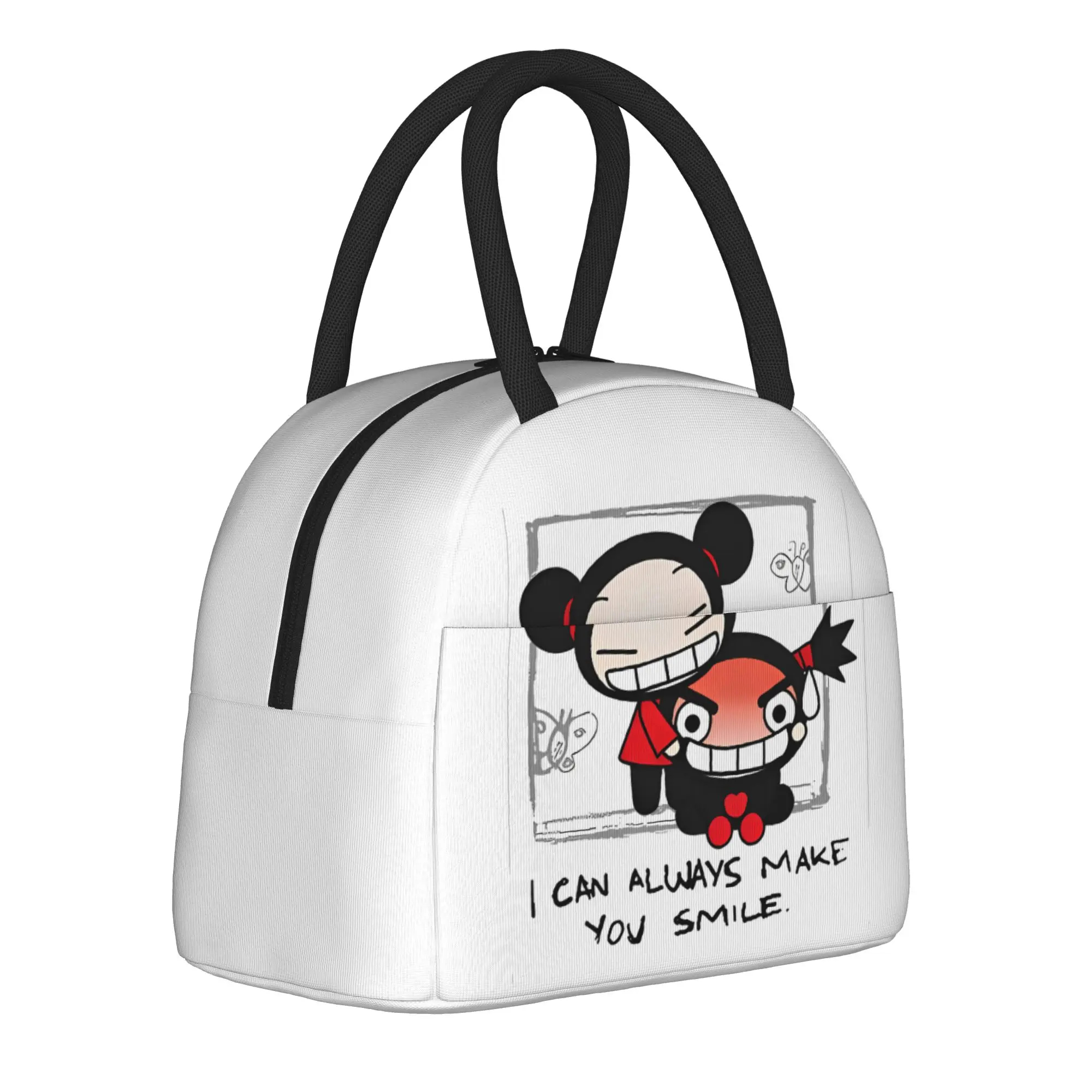 I Can Always Make You Smile meme Pucca  Insulated Lunch Bags Large  Meal Container Cooler Bag Tote Lunch Box Food Handbags
