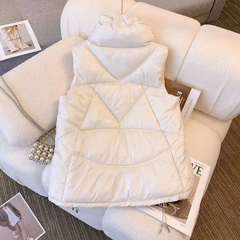 

2024 New Women's Vest Jacket Down Cotton Autumn Winter short Coat Sleeveless Loose Female Waistcoat Snow Wear Q370