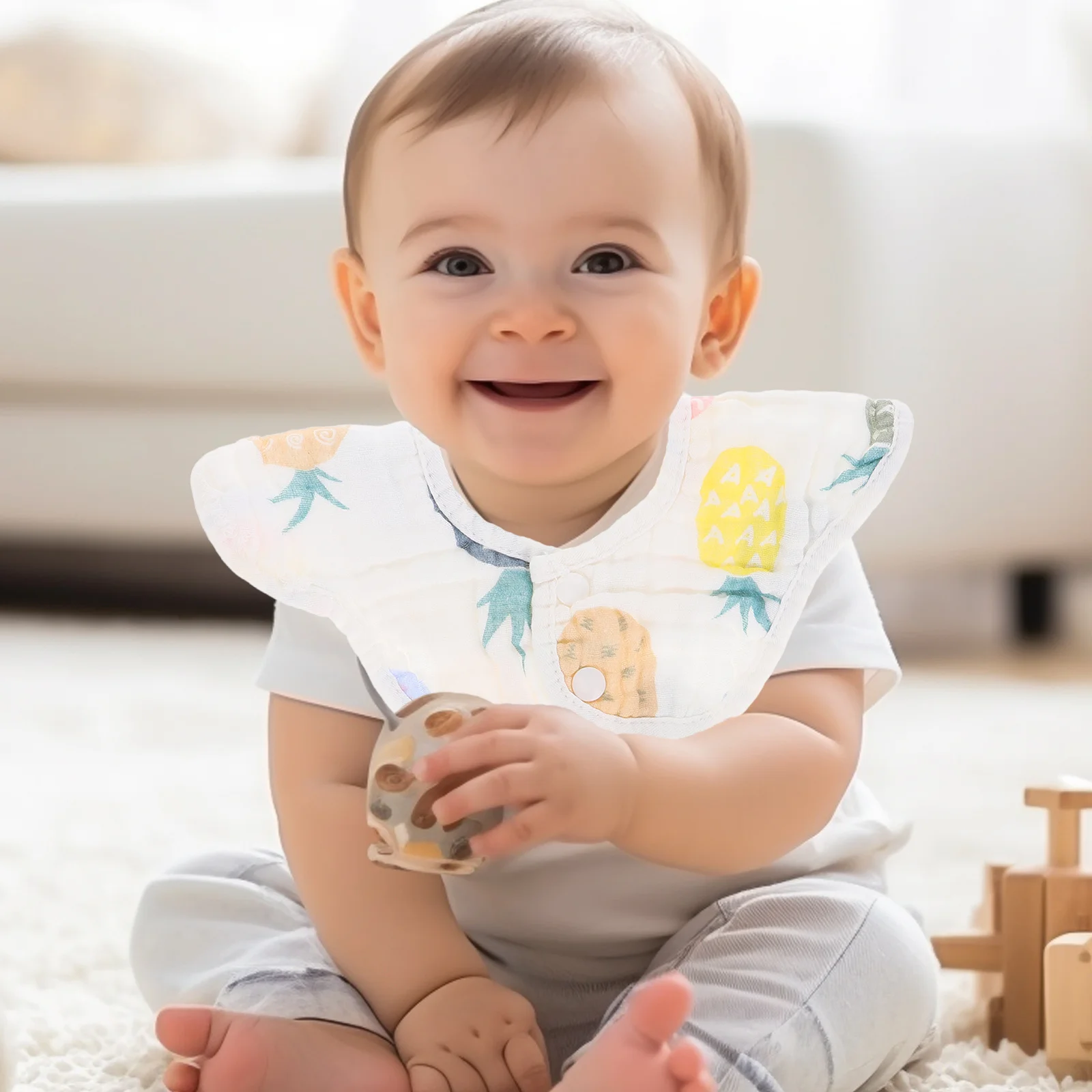 

2 шт., хлопковые детские муслиновые нагрудники, впитывающий дизайн лепестков, регулируемые кнопки, слюнявчики для кормления, нагрудники для прорезывания зубов, детские муслиновые нагрудники