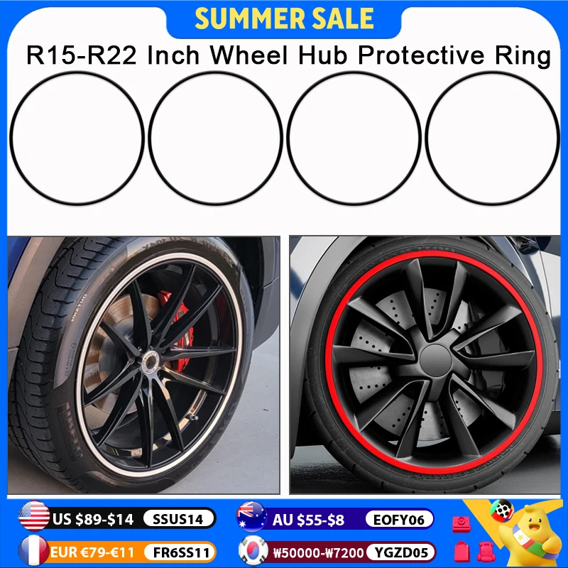 

4PCS For Automotive Alloy Wheel Hub Ring R15 R16 R17 R18 R19 R20 R21 R22 Trim Edge Protective Car Styling Exterior Accessories
