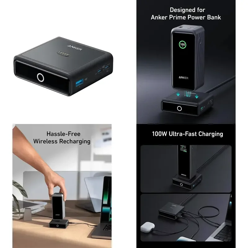 Brand For Anker Charging Base, 100W Fast Charging with 4 Ports, for Anker Prime Power Bank
