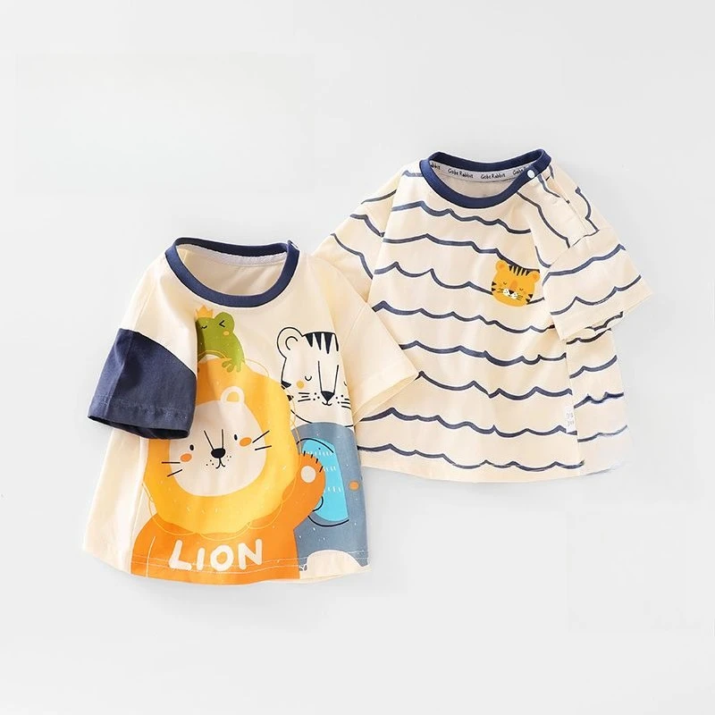 

2025 Cartoon Printed Short-Sleeve Baby T-Shirt Summer Wear for Young Children
