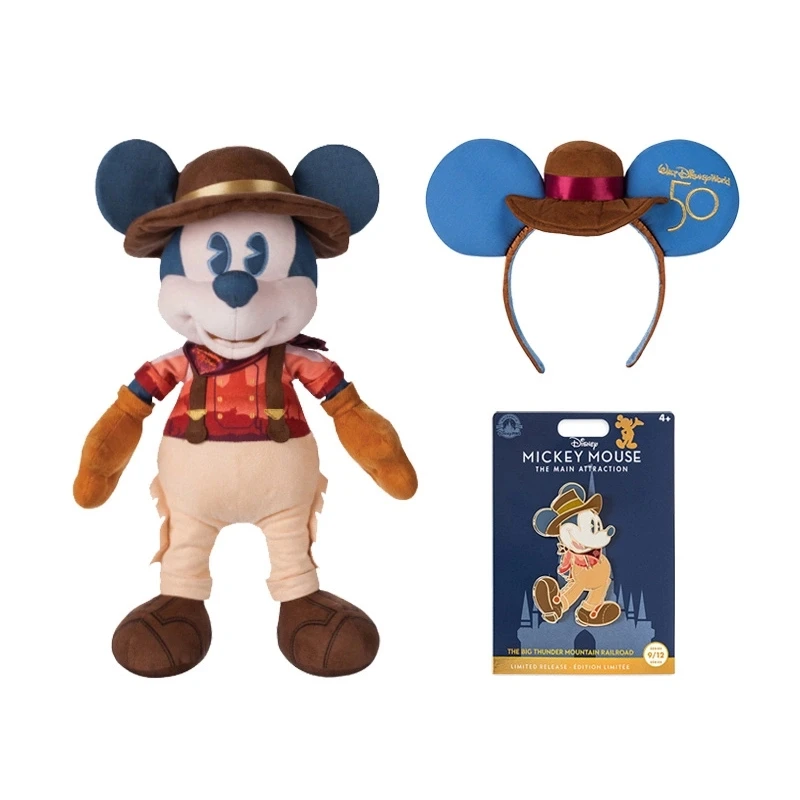 Original Disneyland 2022 Curious Adventurer Mickey Collector Collection September Wild West Mickey series Doll badge headband