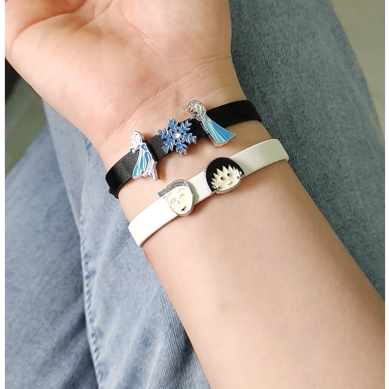 10Pcs/Lot 8mm Enamel Princess Slide Charms Bracelet Making Fit Pet Collars Wristbands Keychain DIY Accessory Gift