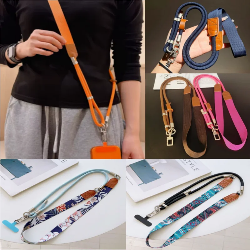 Crossbody-Handyband Verstellbarer Abnehmbarer Halsriemen Anti-Verlust Universeller Bunter Stoffriemen für iPhone Samsung Damen Herren
