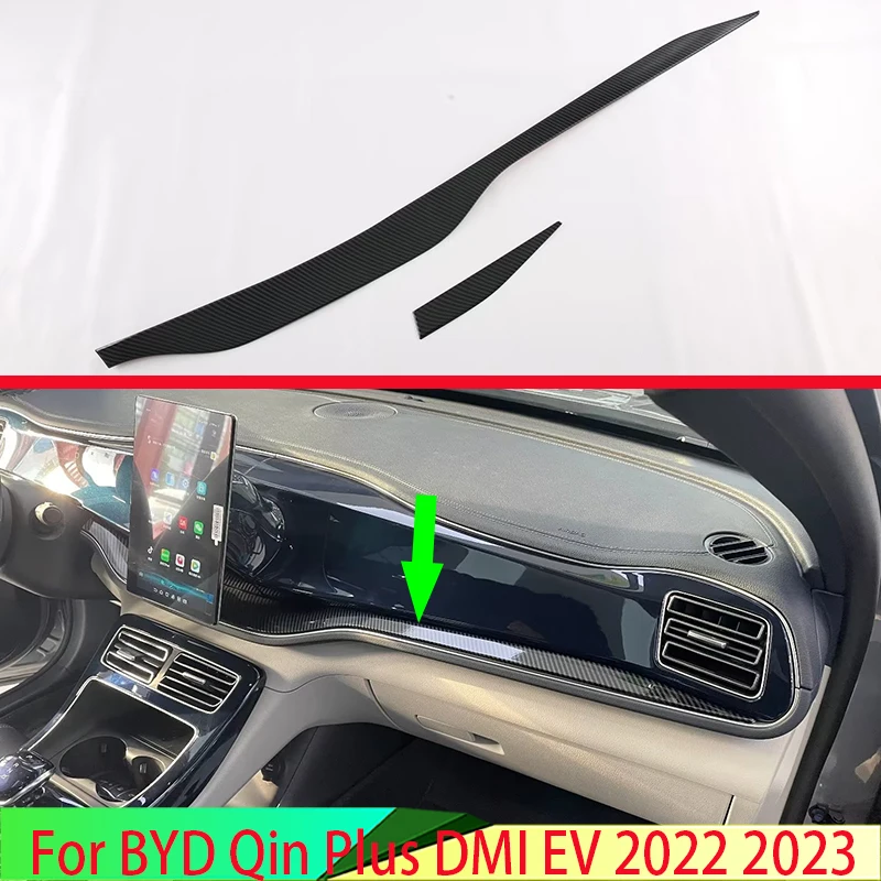 

For BYD Qin Plus EV DMI 2022 2023 Car Accessories Carbon Fiber Style Center Console Interior Instrument Panel Around Trim