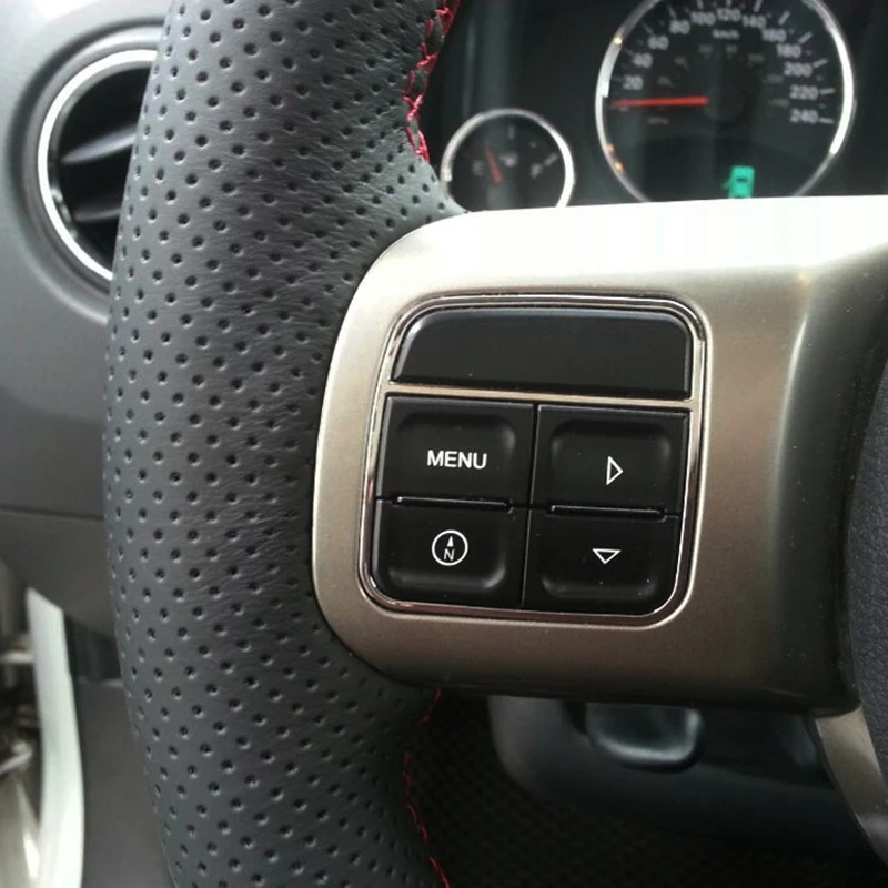 Black Artificial Leather Hand-stitched Car Steering Wheel Cover Cover for Jeep Compass Grand Cherokee Wrangler Patriot 2012-2014