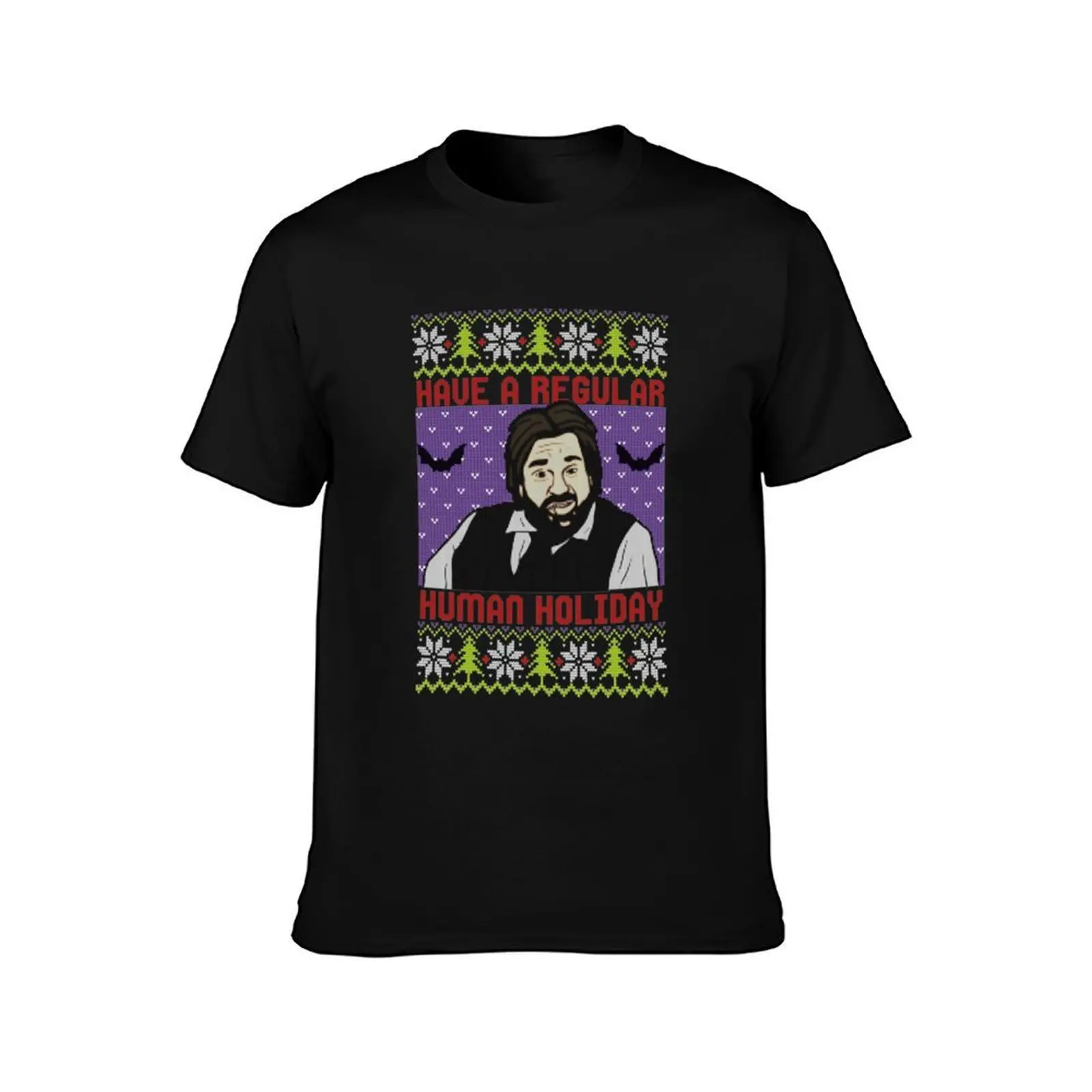 Regular Human Holiday What We Do In The Shadows T-Shirt Vintage Style Printed Top T-Shirt