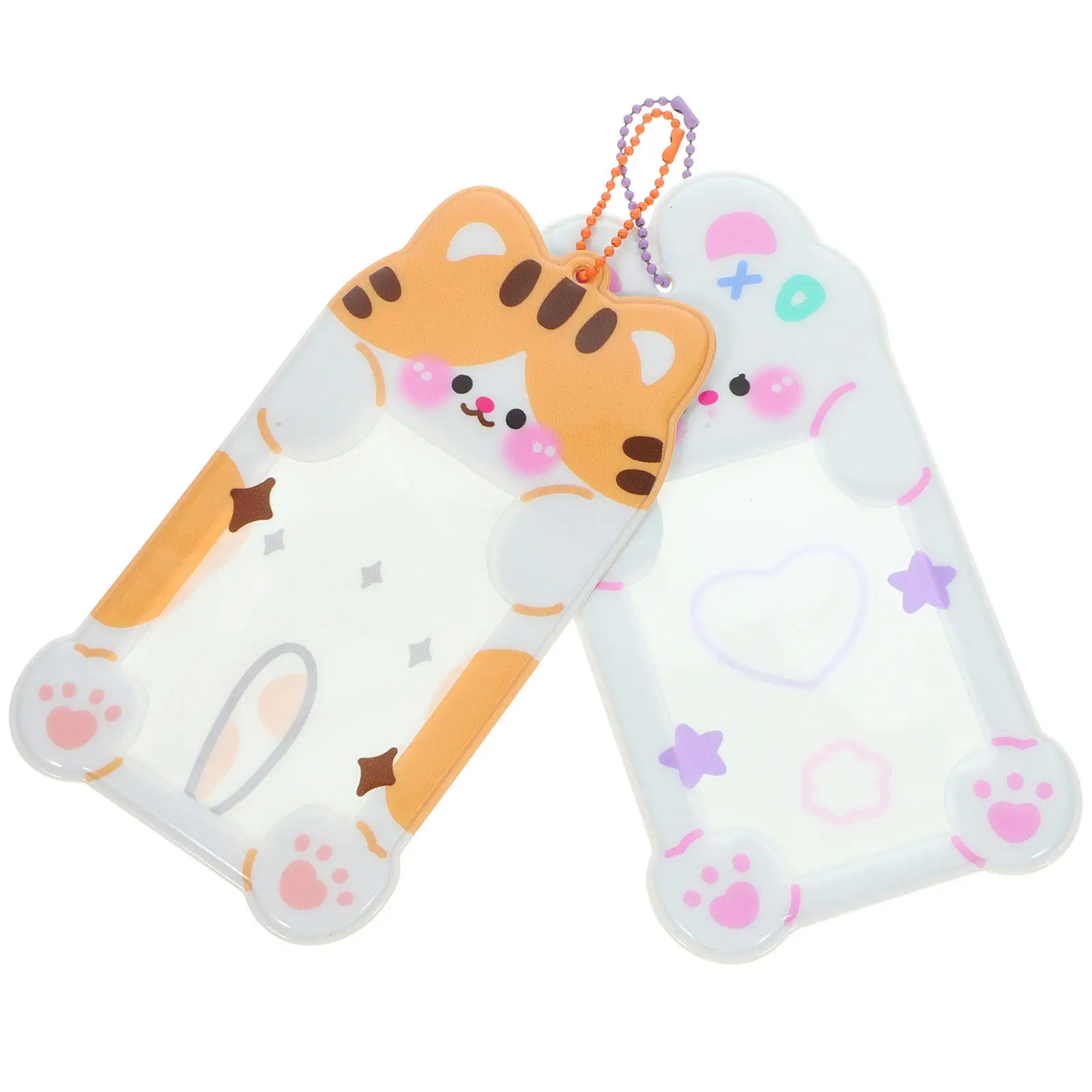 2Pcs Cartoon Animal Visible Card Sleeve Lightweight Compact Clear Card Holder for Id Credit School Bus Library Photo Cards