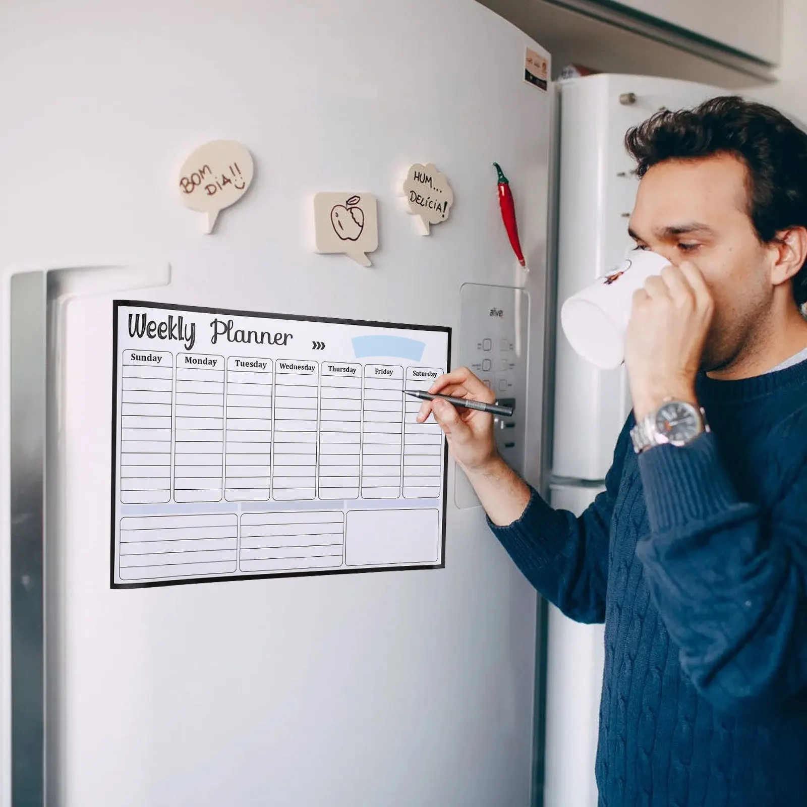 

Erasable Weekly Planner Board Magnetic Dry Wipe Calendar for Refrigerator Compact Size Reusable Schedule Board for Work Study