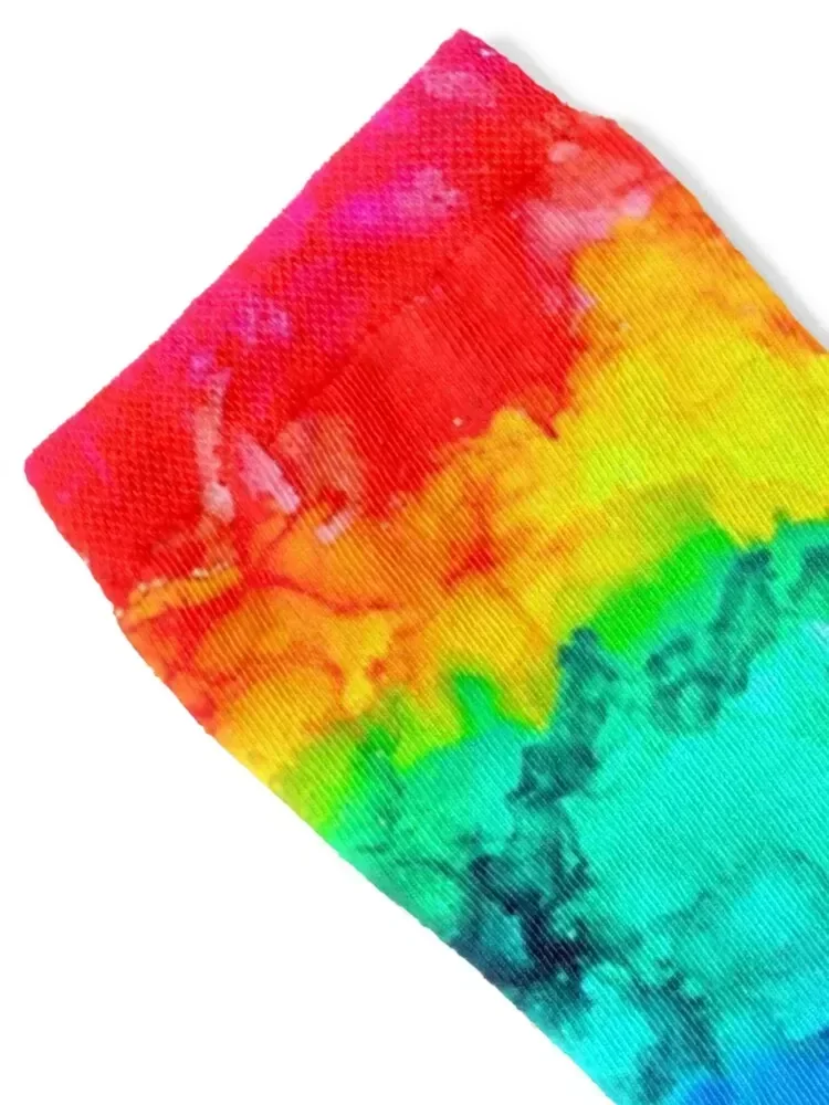 “Rainbow Rorschach” Alcohol Ink Print Socks moving stockings floor bright garter Run Socks For Girls Men's