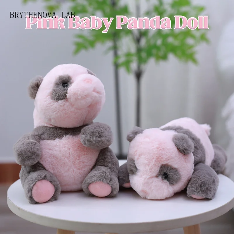 20/30cm Cute Panda Cub Crafts Animal Cushion Pink Baby Doll Panda Pink Tender Cushion Cute Stuffed Gift