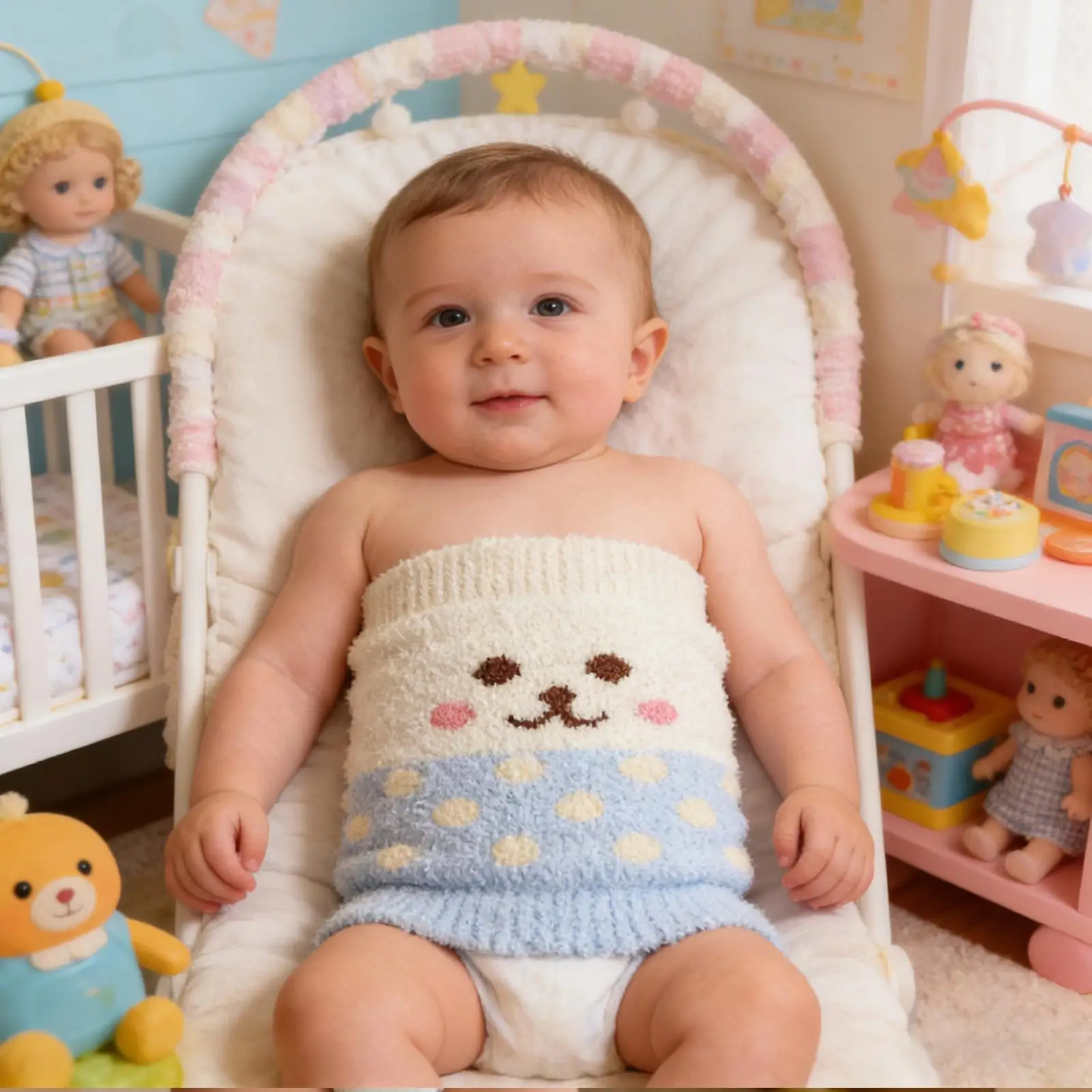 Cartoon Belly Button Wrap Winter soft Plush Waist Support for Relief Comfort Cold Weather Indoor Nursery Home Travel Daycare