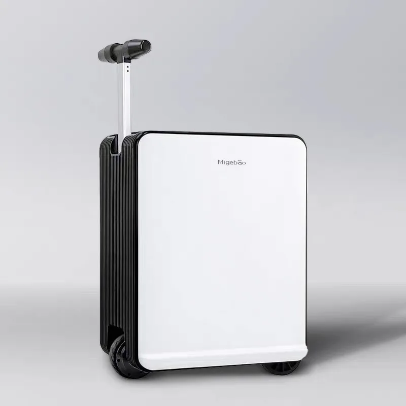 

Electric suitcase can be seated for cycling