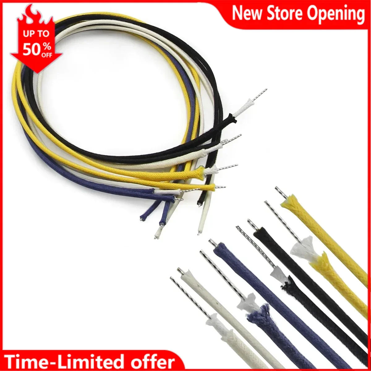 8PCS Vintage Push-Back Braided Cotton Cable Wire, Tin-Copper AWG22, 1Ft, 4 Colors for Guitar Accessories