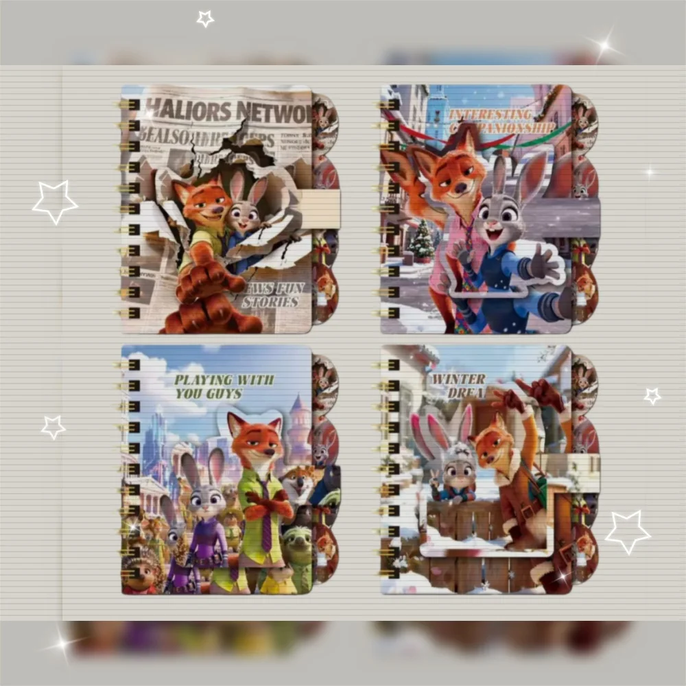 Hot Zootopia Notebook Collection Office School Supplies Ruled Diary Student Stationery Role Play Props Gift Sticker Set