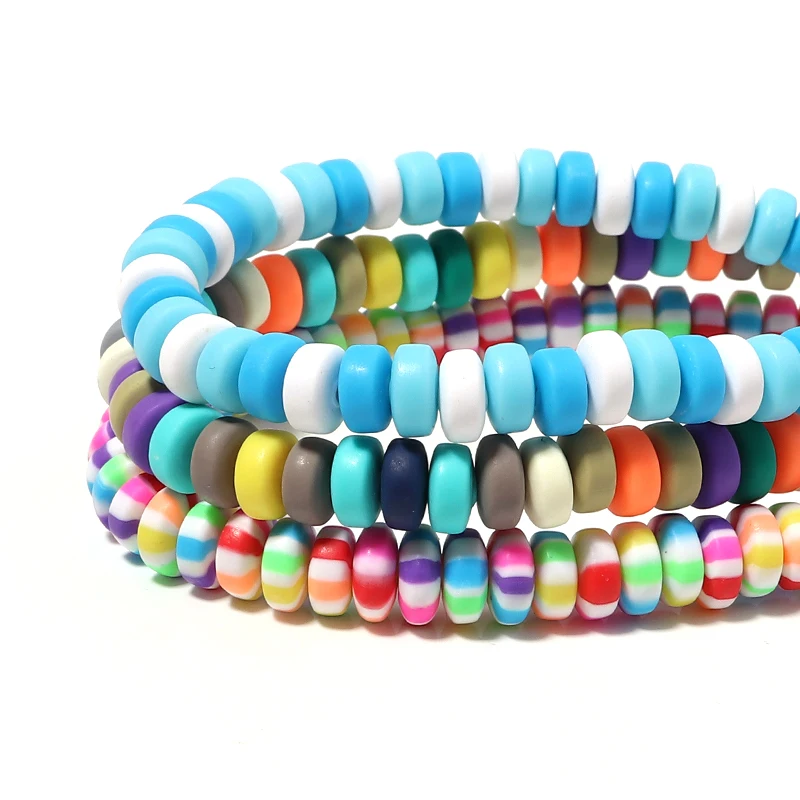 1 Strand Flat Round Soft Ceramic Beads For Jewelry Making Multicolor Loose Spacer Beads DIY Necklace Bracelet