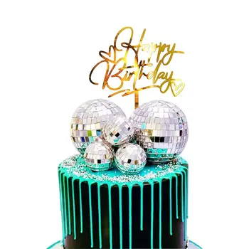 디스코 볼 케이크 토퍼 생일 용품, Bday 케이크 장식, 마지막 디스코 처녀 파티 용품, 4 개
