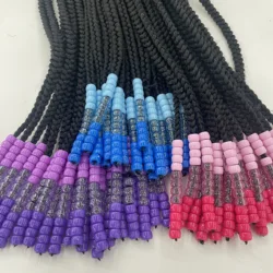 Kids Ponytail Extension With Beads Braids Hair Extensions  Pony Beads  With Bows Protective  For Baby Girls Toddler Children