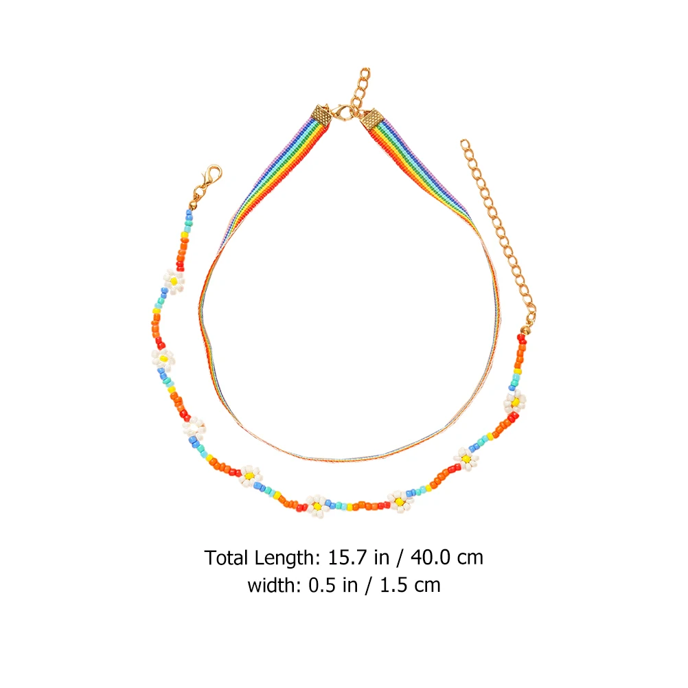

Beaded Layered Necklace Women Colorful Glass Beads Adjustable Size Summer Beach Jewelry Set Bohemian Style Necklaces Popular