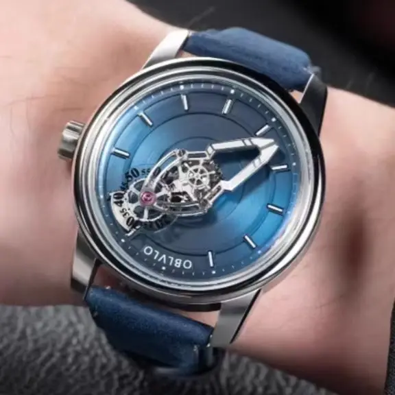 OBLVLO Men Automatic Watch 42mm Mechanical Wristwatch Waterproof Sapphire Mirror Luminous Rotatable Spacecraft Hands Miyota Mov