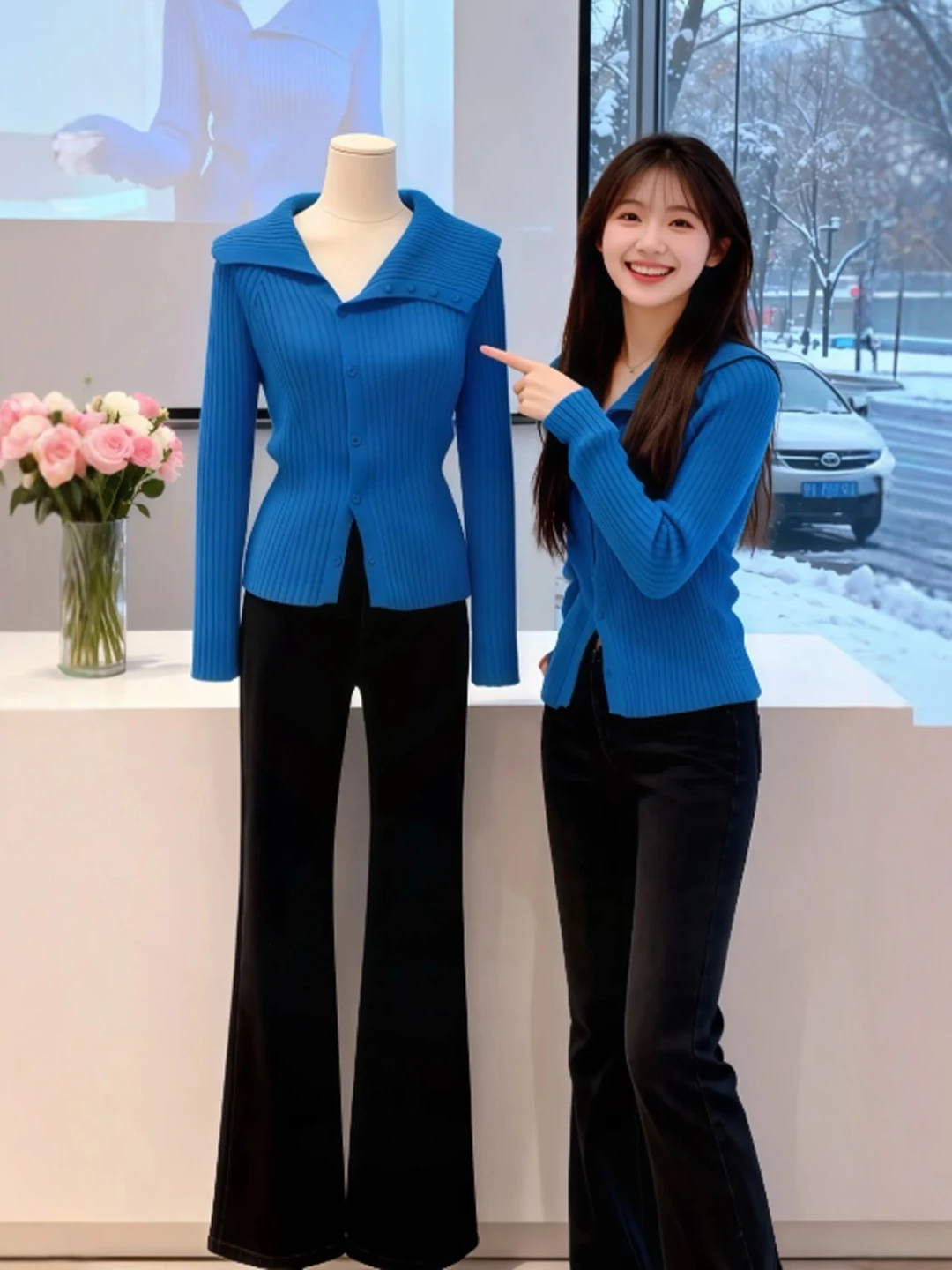 

Уникальный вязаный топ в стиле ретро для похудения, красивый корейский длинный свек на пуговицах, теплая повседневная одежда для женщин, весна 2026