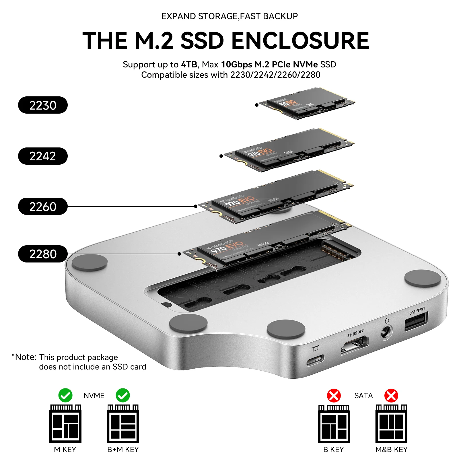 Minisopuru Mac Mini M4 Hub Dock Stand With M.2 SSD Enclosure 4K60Hz HDMI SD/TF USB C HUB Docking Station for Mac Mini M4/M4 Pro image 2