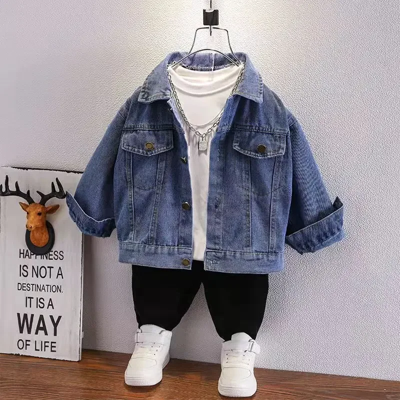 Children's Denim Coat Boys Spring And Autumn 2024 New Foreign Air Spring Small Children Trend Korean Jacket