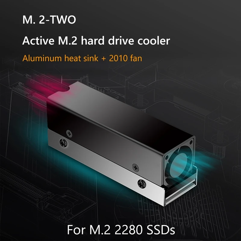 M.2 SSD NVMe Heat Sink M2 2280 Solid State Disk Air Circulation Radiator with Fan Aluminum Heatsink Thermal Pad Cooler