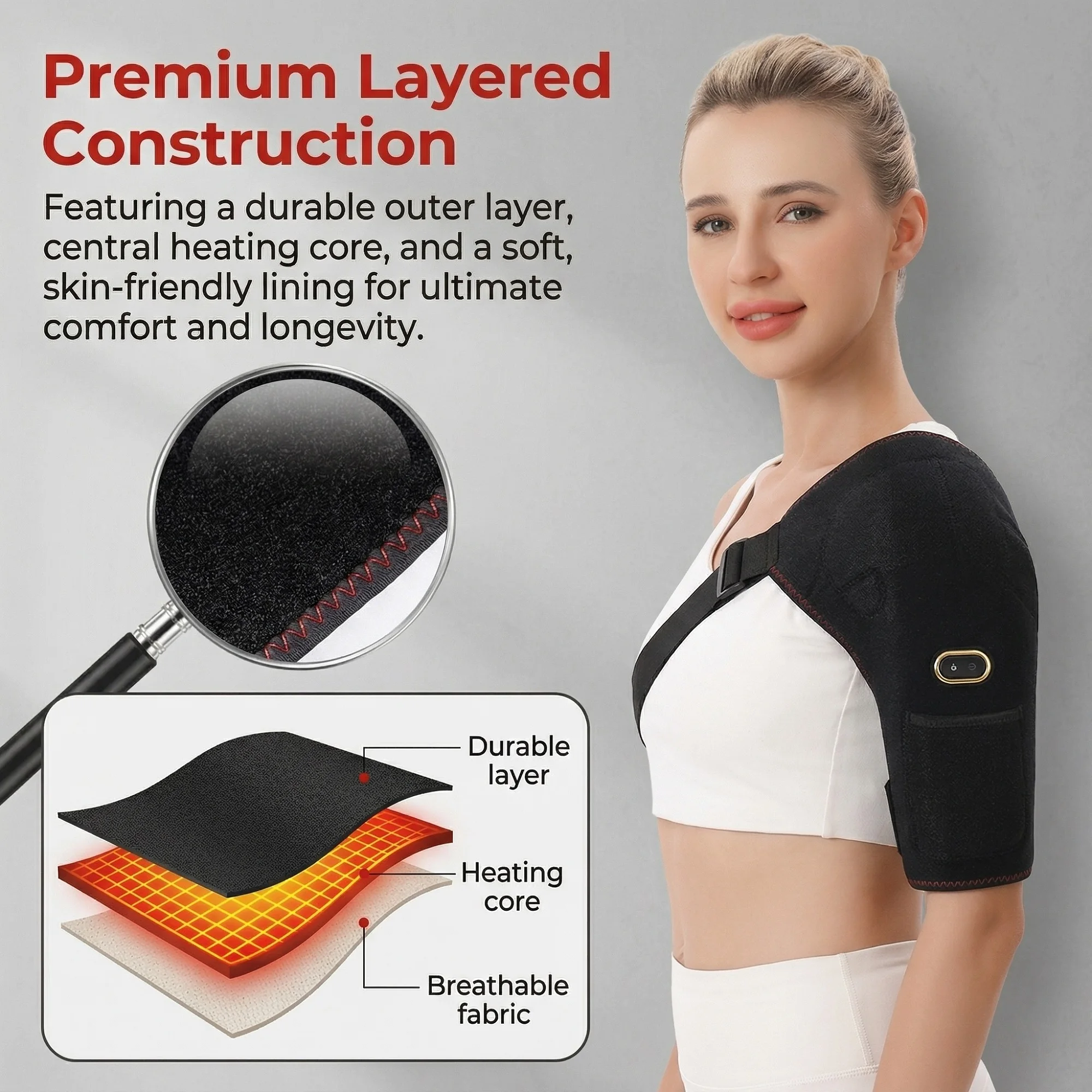Electric Shoulder Brace with Heating Brace 3 Vibration Massage Support Belt Muscle Relaxation Relieve Fatigue Relief Pain