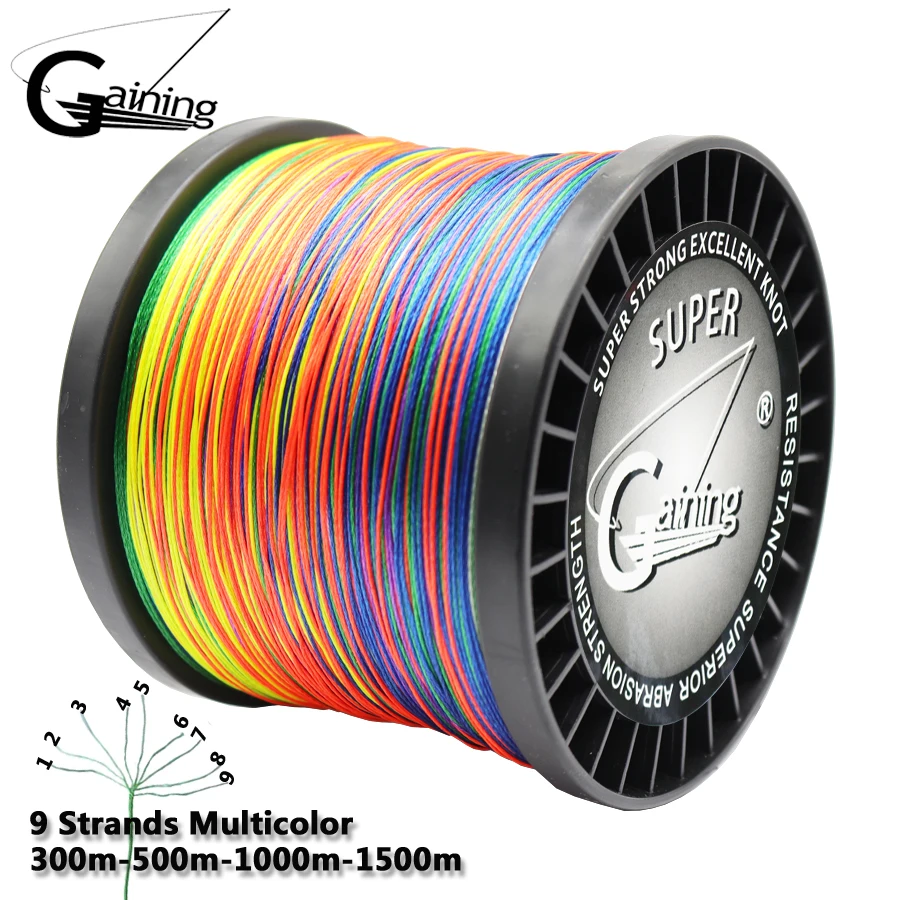 Línea Trenzada PE 9 Strand Multicolor para Spinning y Casting