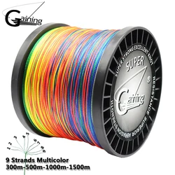 Linha de pesca trançada 9 fios pe multicolorido linhas de pesca trança 300m 500m 1000m 1500m forte força peixe linha 20lb-200lb