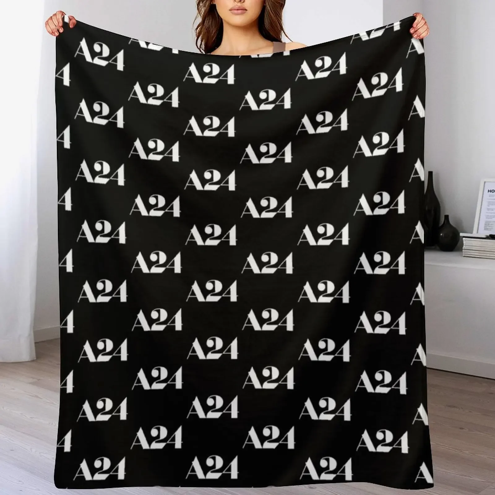 A24 Logo (White) Throw Blanket Sofas Decoratives Blankets