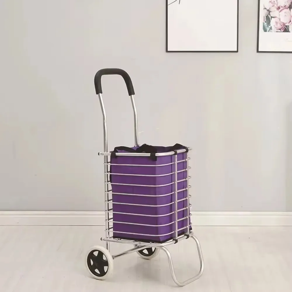 Elderly Trailer Portable Shopping Trolley Multifunctional Stair Climbing Folding Hand Cart Supermarket Trolley Grocery Trailer