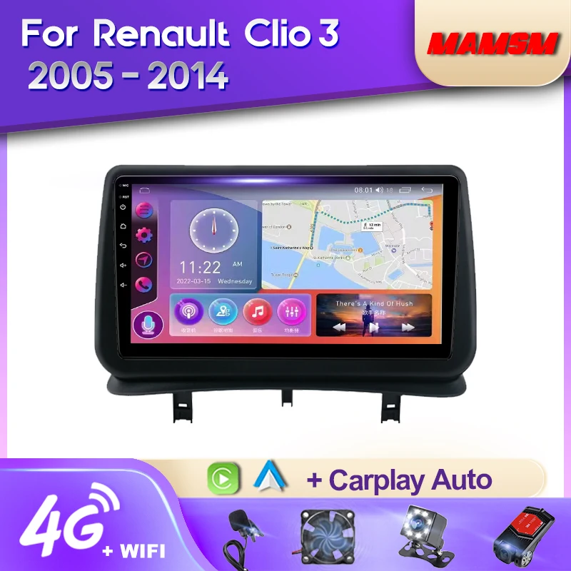 

Автомобильное радио MAMSM 2K QLED Android 12 для Renault Clio3 2005 - 2014 мультимедийный видеоплеер навигация GPS Carplay Авторадио Стерео