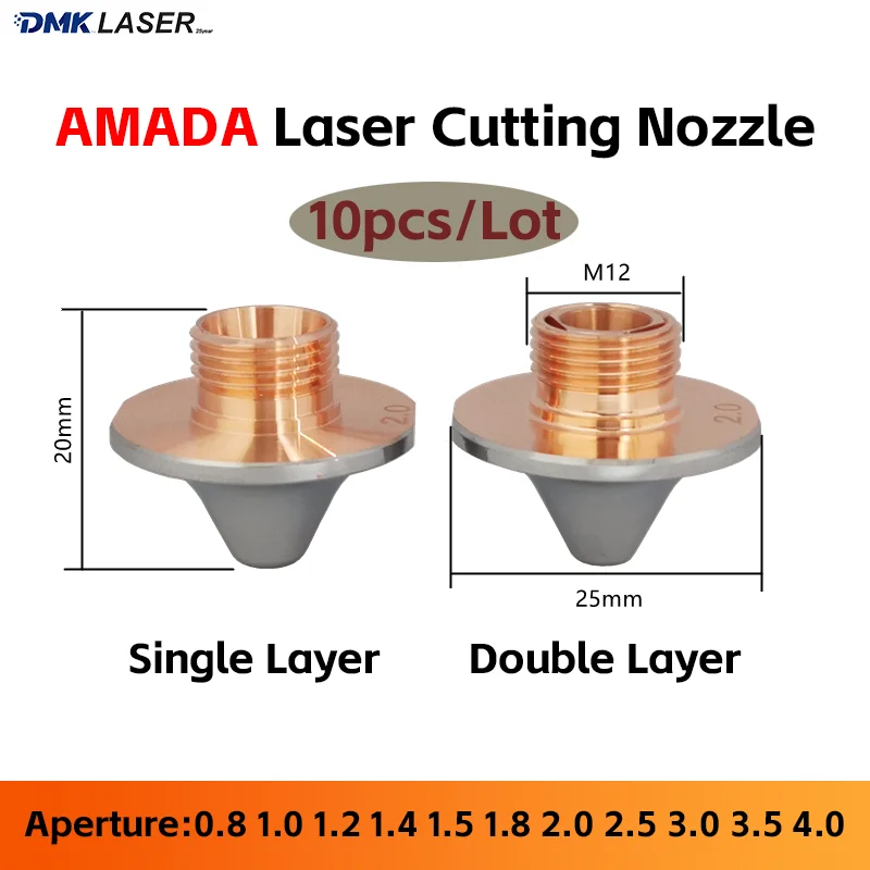 

10pcs/Lot AMADA Laser Cutting Nozzle D25 M12 H20 High Quality AMD-S Chrome Laser Cutter Machine Nozzles Caliber 0.8mm-4.0mm