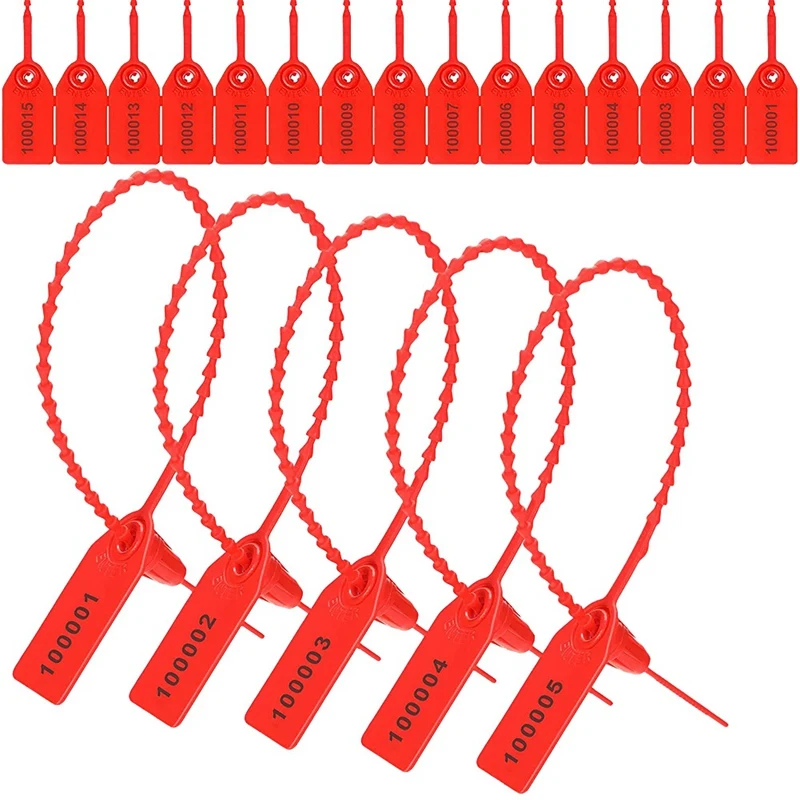 1000 ชิ้นพลาสติก Tamper Seals แท็กการรักษาความปลอดภัยซีลความปลอดภัยหมายเลข Zip Ties Labels