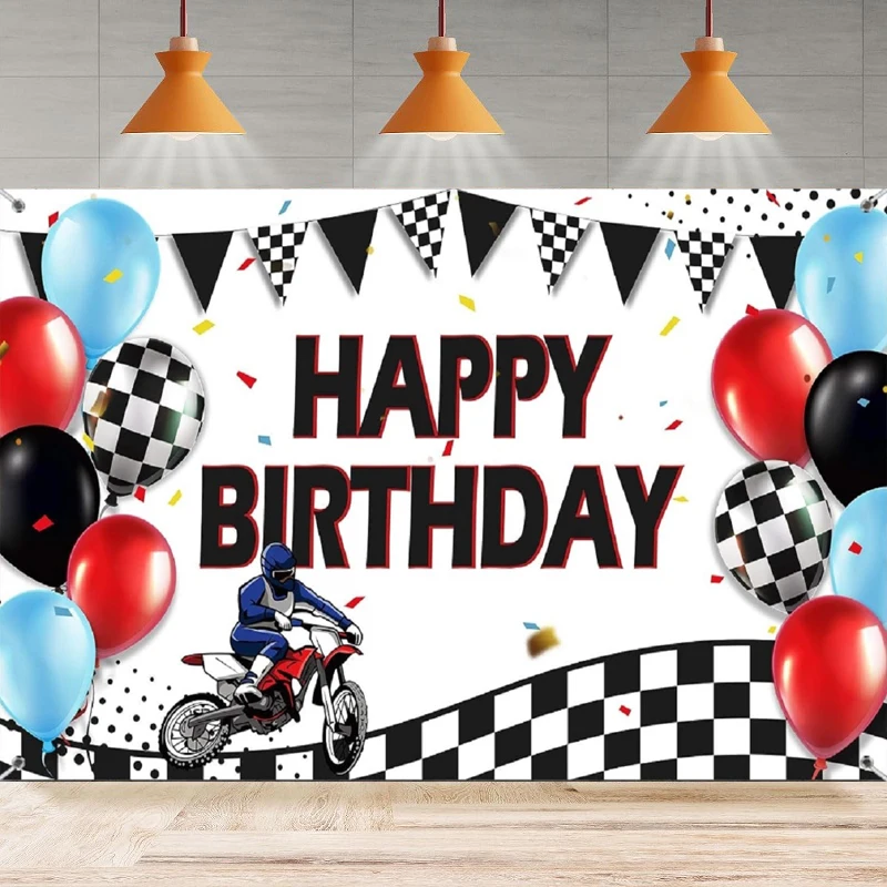 

Photography Backdrop Banner Motocross Dirt Bike Racing Dirt Bike Themed Birthday Party Decor Background Supplies For Kids Boys