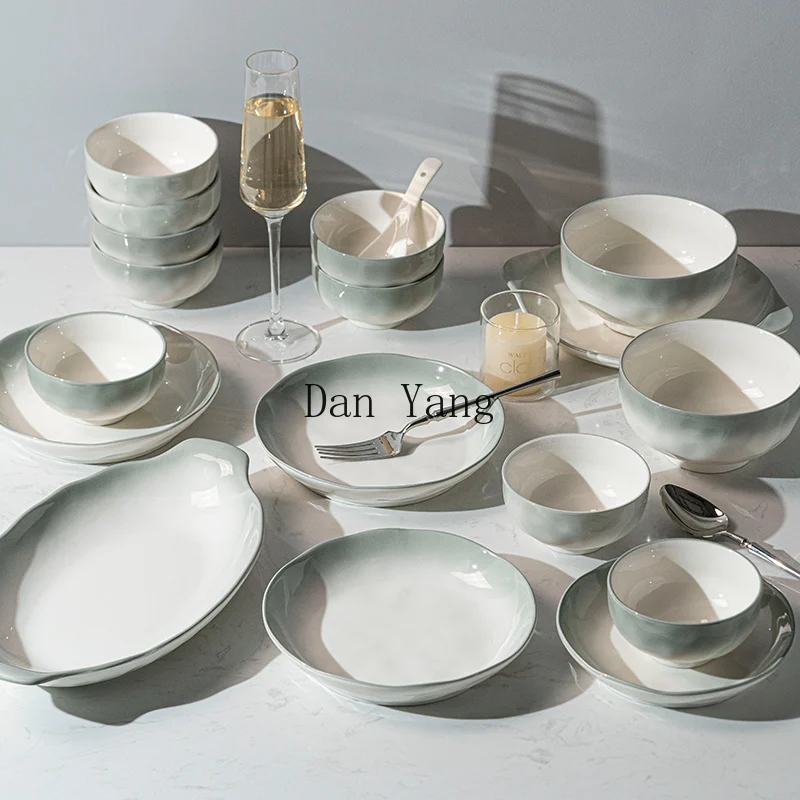 DY senior feeling Jingdezhen dishes set household ceramic tableware dishes chopsticks dishes housewarming bowls