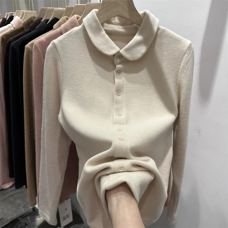 

Женская утепленная кофта больших размеров из немецкого вельвета в рубчик, свободного кроя, в корейском стиле, осенне-зимняя, модная