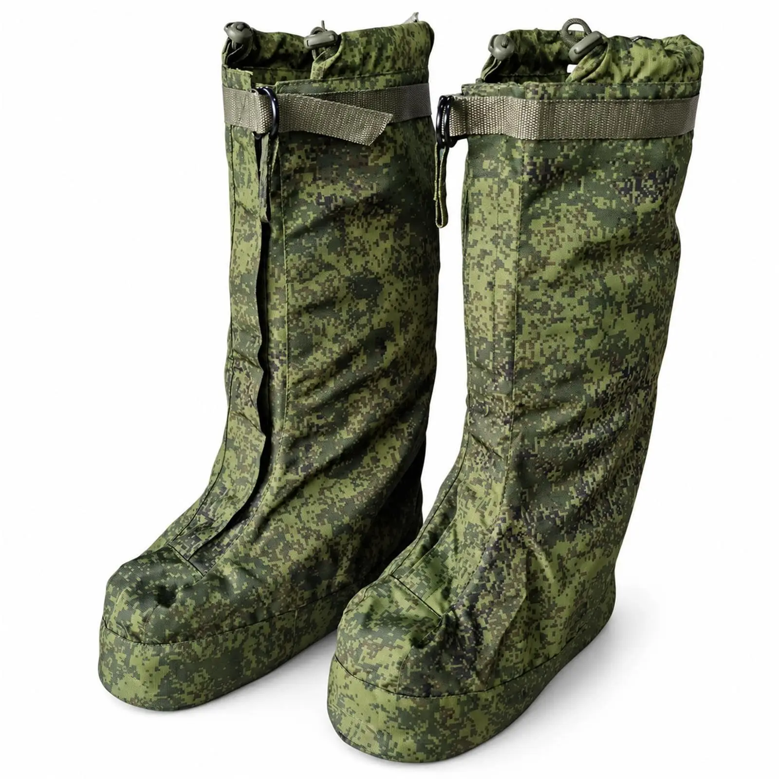 EMR Camo Outdoor Overboot Covers, 52cm Tall Gaiters with Full-Length Zipper, Adjustable Drawcord Top, 32cm Sole, 100% Polyester