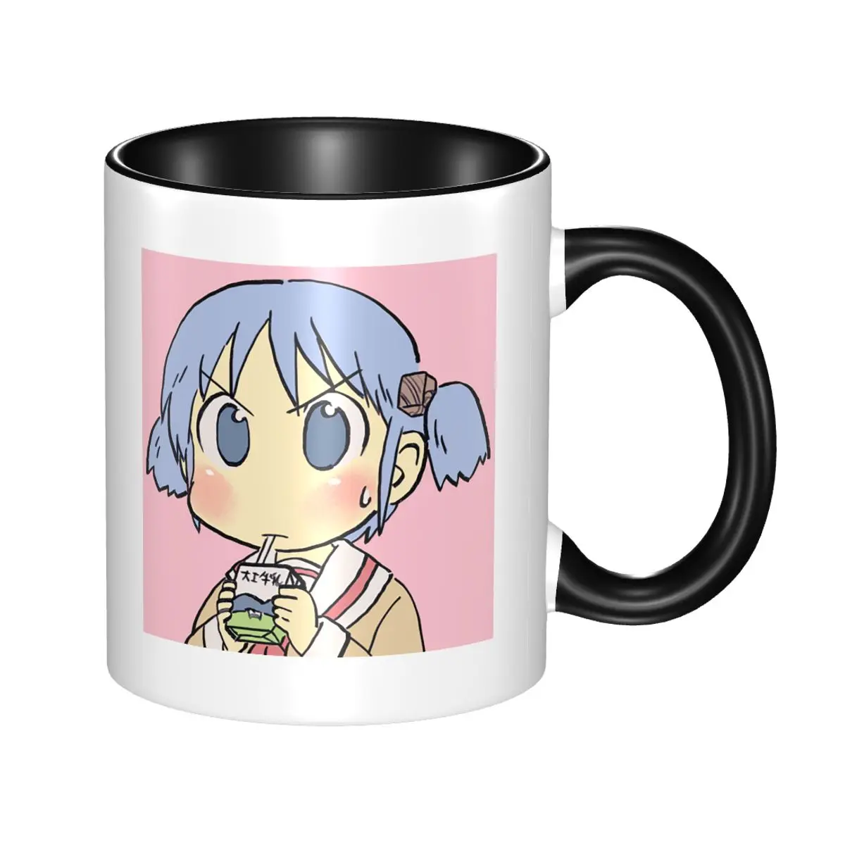 Imagen de Mio bebiendo leche en una taza de cerámica de Nichijou Azumanga Daioh, tazas de café, tazas de té, taza de leche, artículos para beber, regalo para amigos