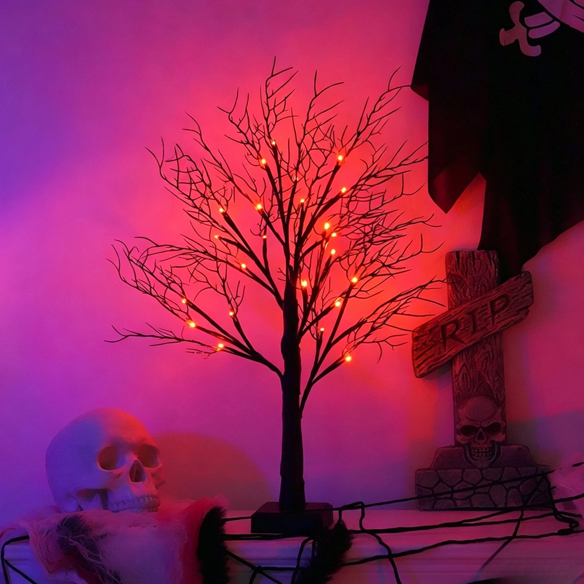 LED Birch Tree Light with Adjustable Branches Halloween Tree Lamp for Bedroom Party Outdoor Christmas Decoration Holiday Gift