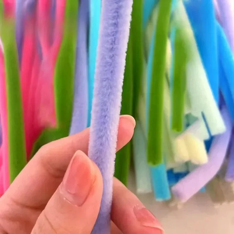 Wholesale Colorful Chenille Stems Pipe Cleaners Plush Tinsel Stem Wired Sticks Twist Stick Hair Strip DIY Craft Educational Toys