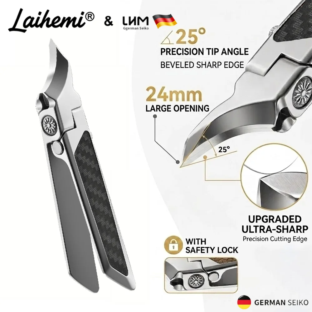 Professional Ingrown Thick Toenail Clippers Set, Wide Jaw Sharp Slant Edge Nail Trimmer Kit with Nail File & Iron Storage Box