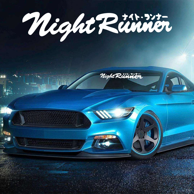 Car Sticker Japanese JDM Racing Sticker Night Runner Front Windshield Waterproof Vinyl Film Decor Decals Auto Tuning Accessories