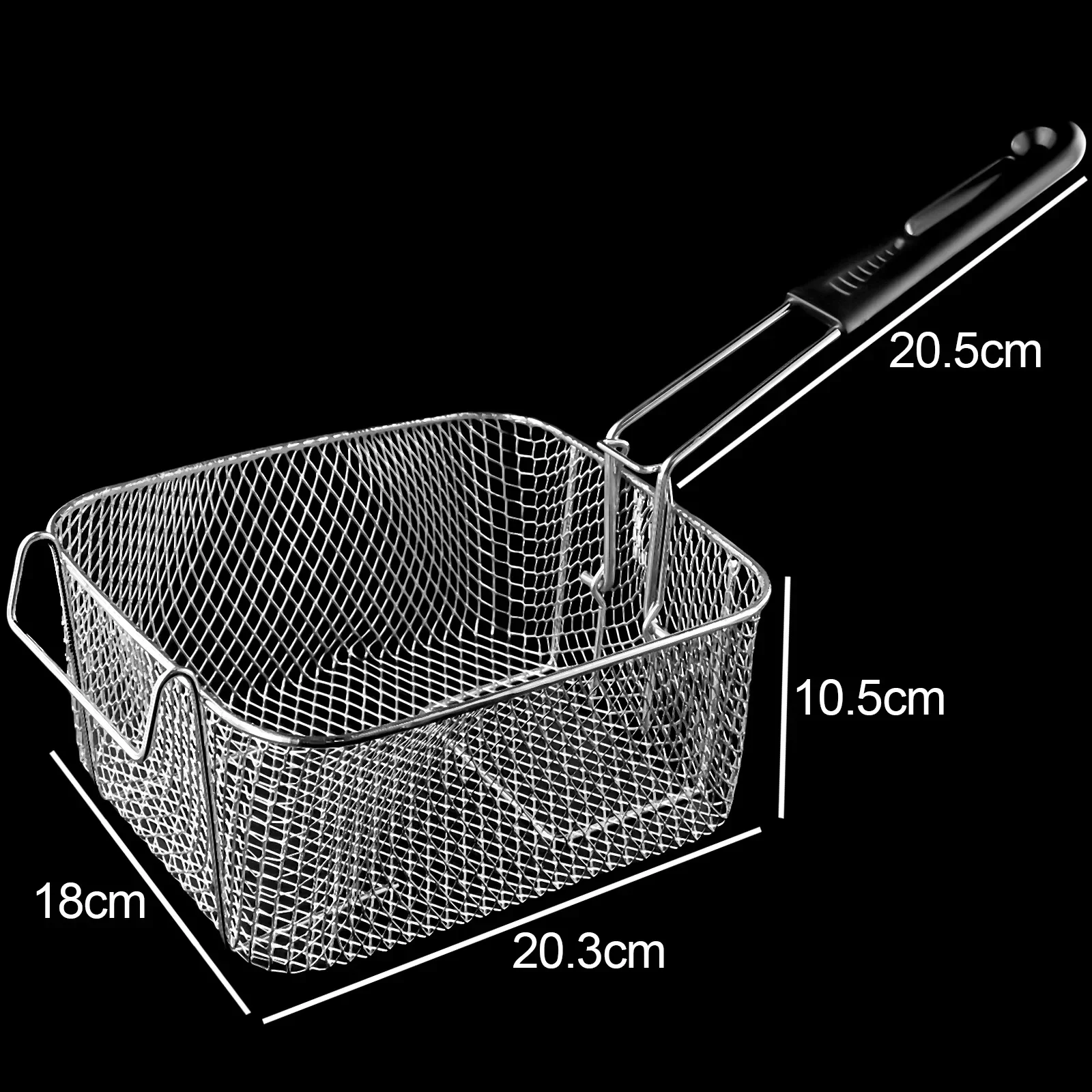 High Quality Hot Sale 100% Brand New Fry Basket Fried Sieve Plastic Handle Silver Stainless Steel Nickel Plated